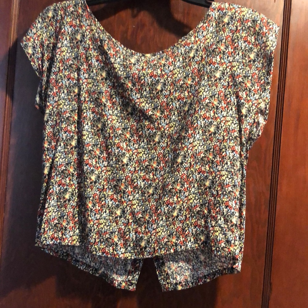 Robin Kincaid Printed button-Back crop top